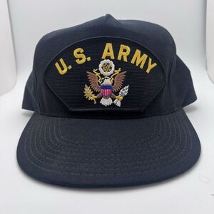 Vintage US Army‎ Eagle Crest Snapback Hat Cap Patch USA Military Black